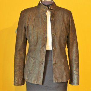Alfani Bronze Metallic Genuine Leather Coat Sz M